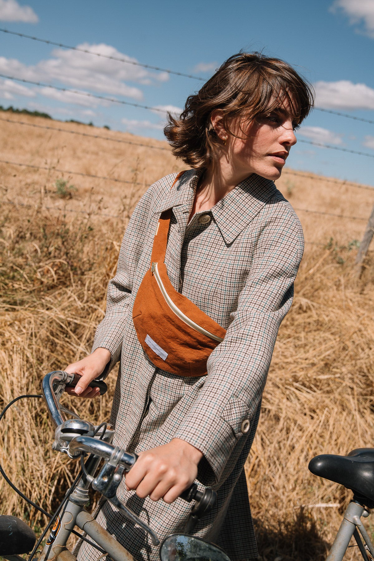 Sac banane en toile de coton bio marron caramel