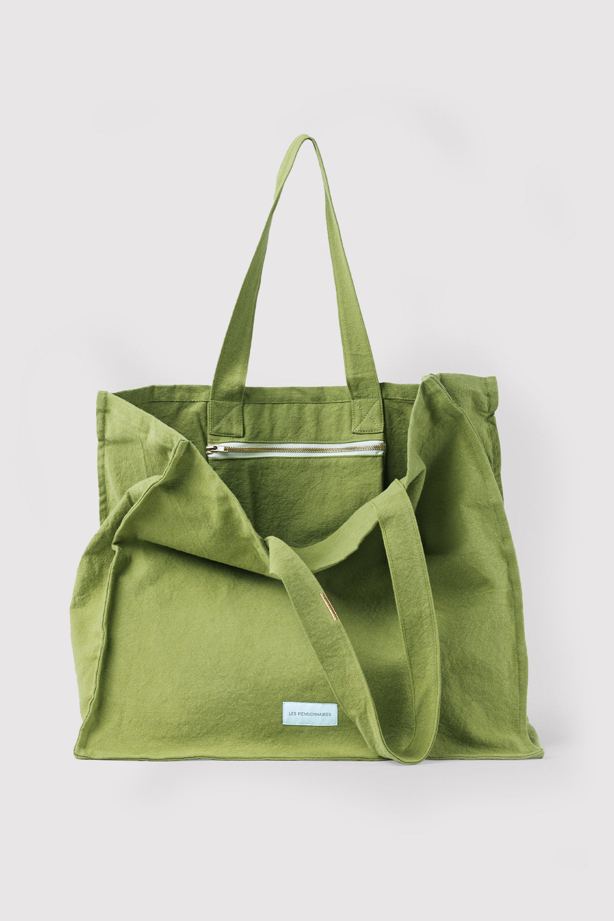 Large Meadow green tote bag in thick organic cotton canvas