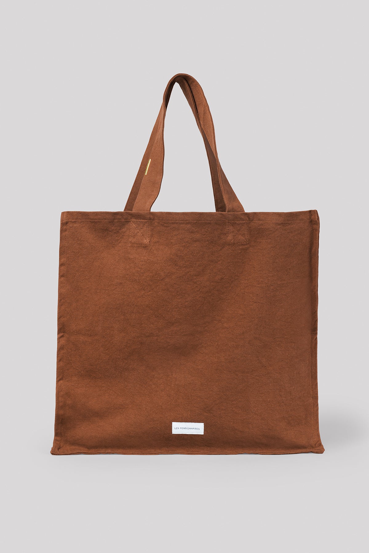 Grand cabas marron caramel en épaisse toile de coton bio