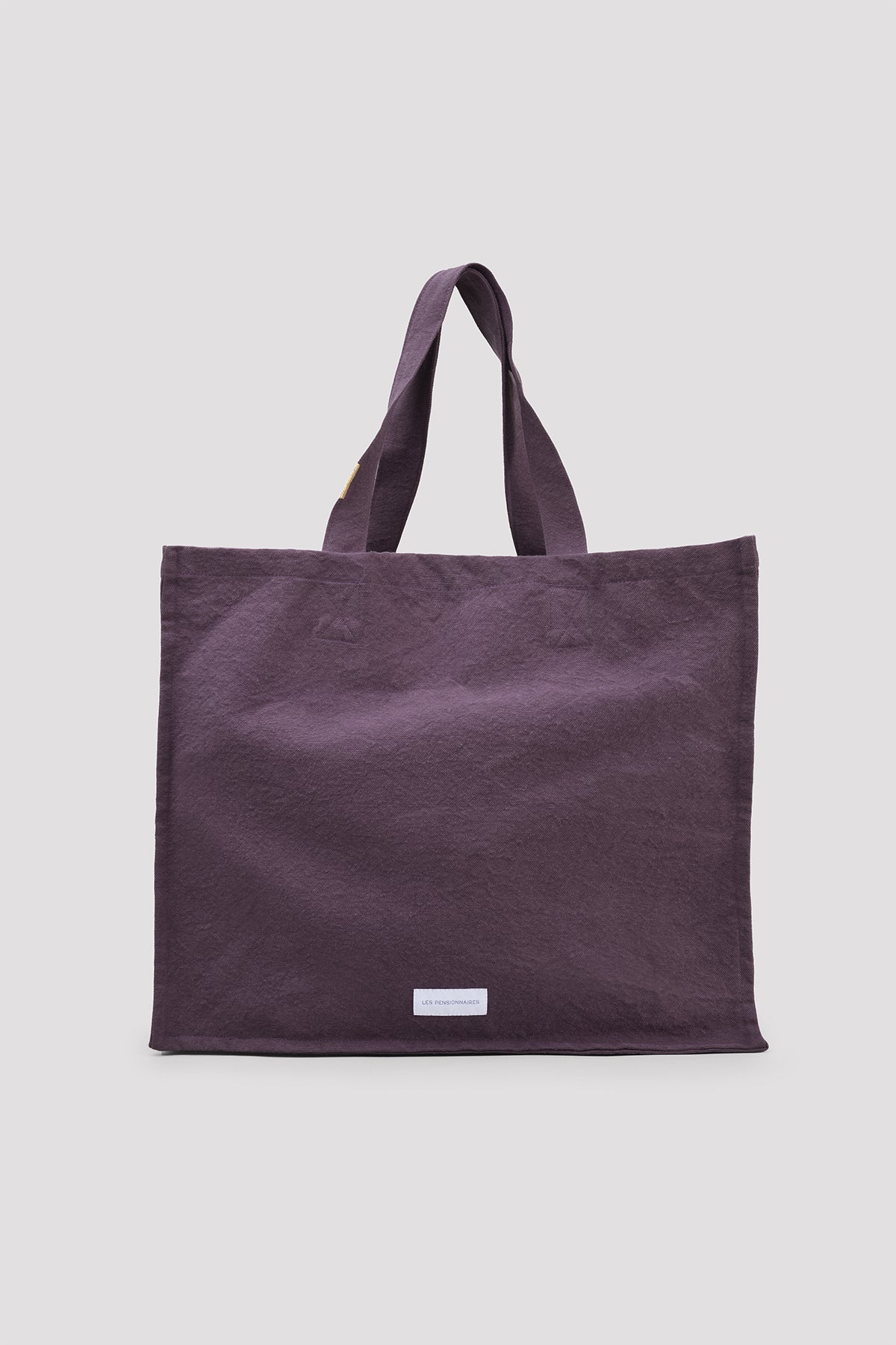 Grand cabas violet aubergine en épaisse toile de coton bio