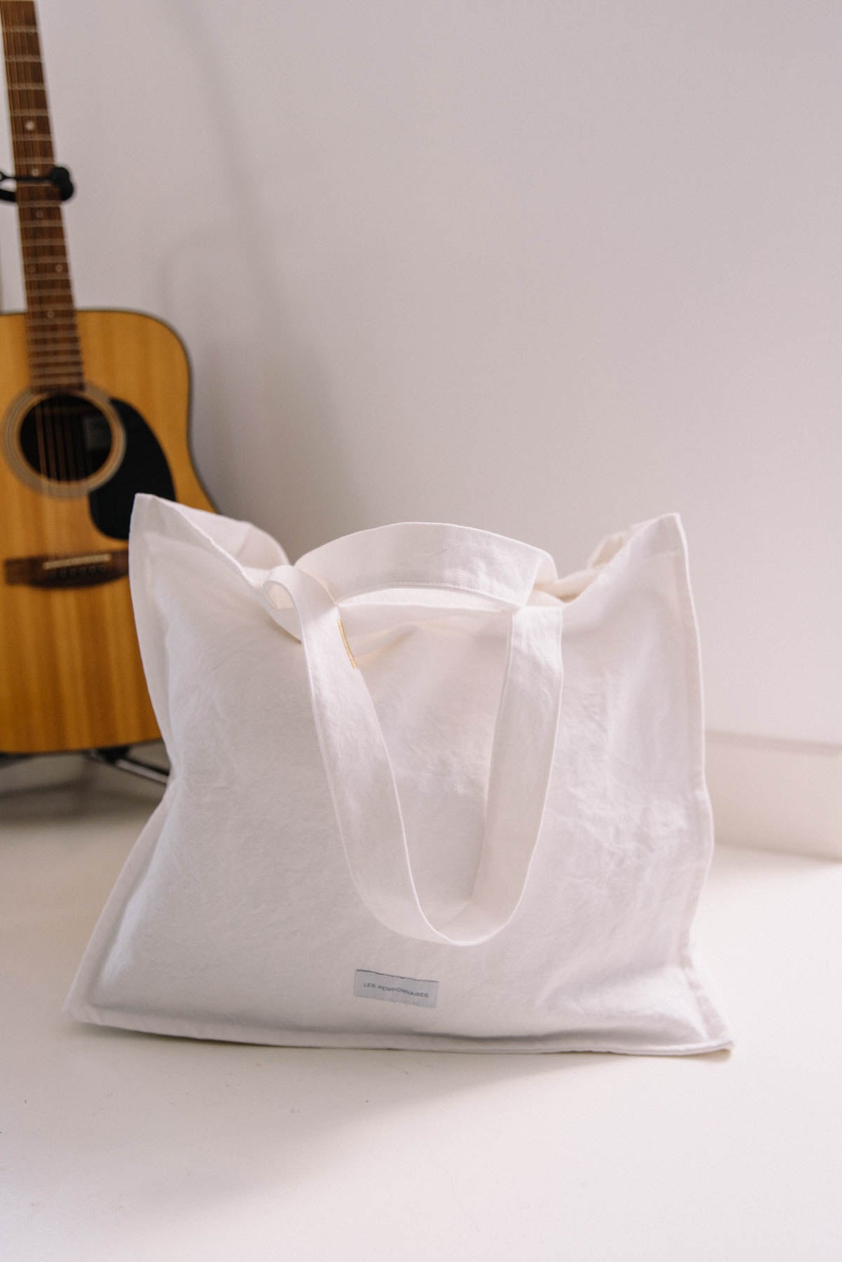 Large Pristine white bag in thick organic cotton canvas