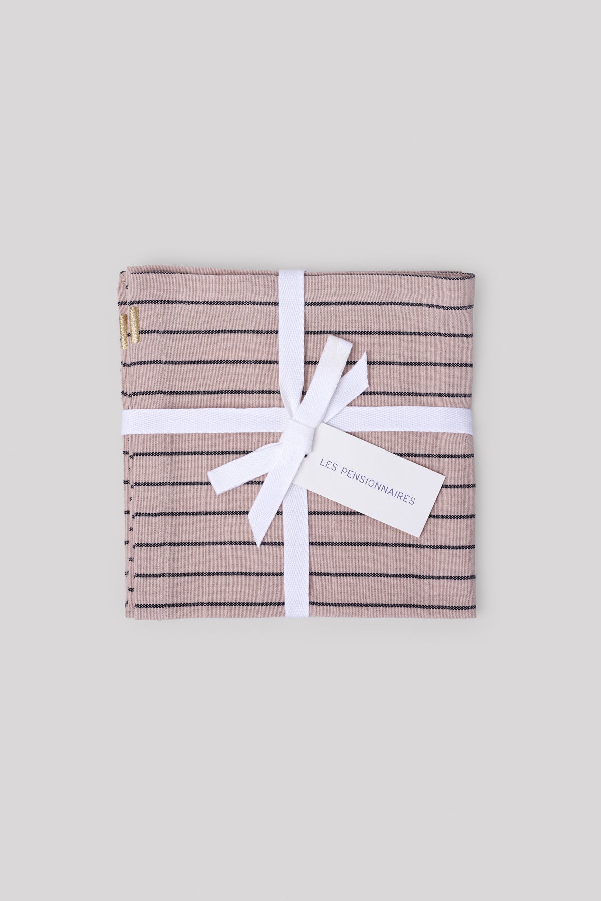Serviettes de table Rose délicat à rayures en coton flammé (lot de 2)