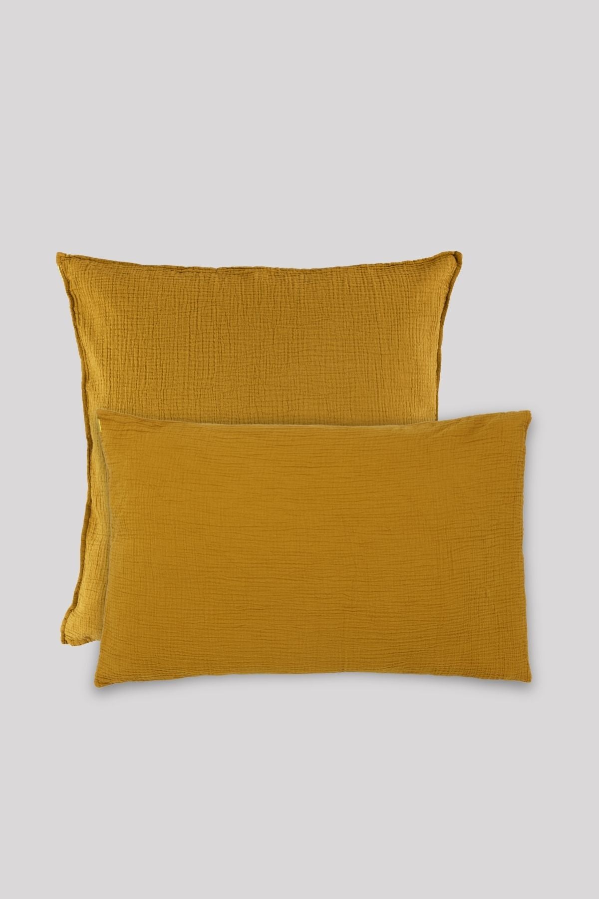 Taie-d-oreiller-en-double-gaze-de-coton-jaune-safran