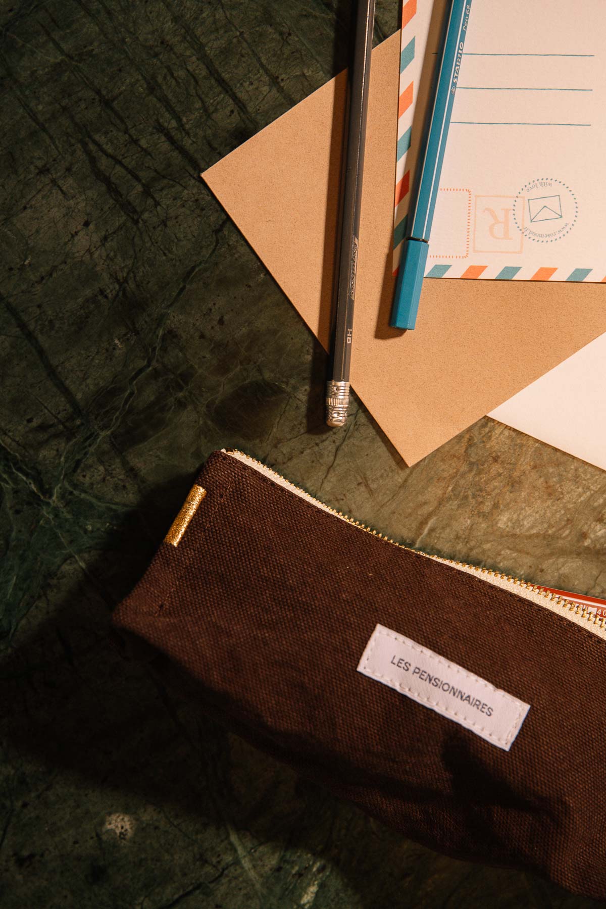 Ebony brown organic cotton canvas pencil case