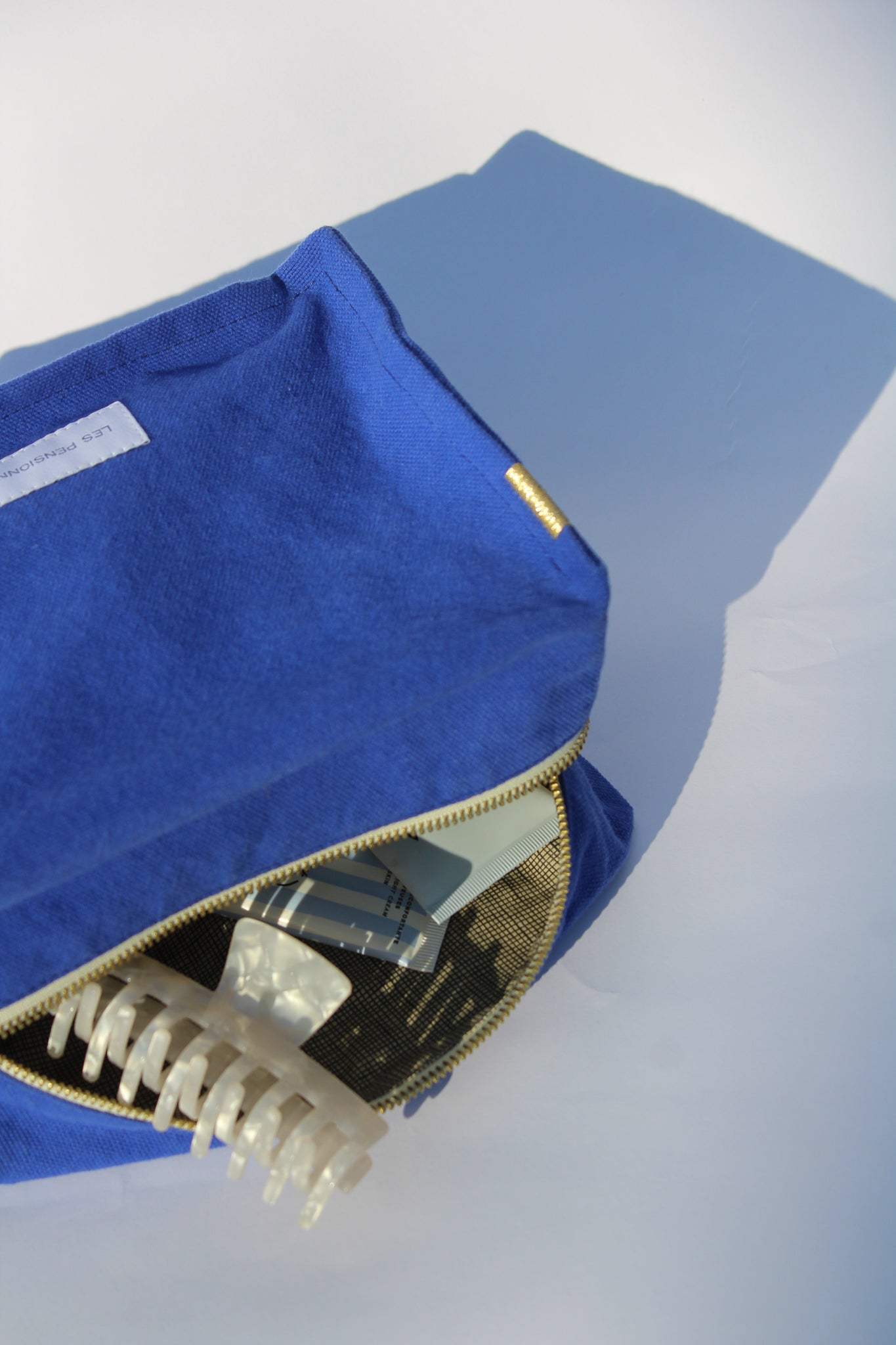 Ultramarine blue cube toiletry bag in thick organic cotton canvas 