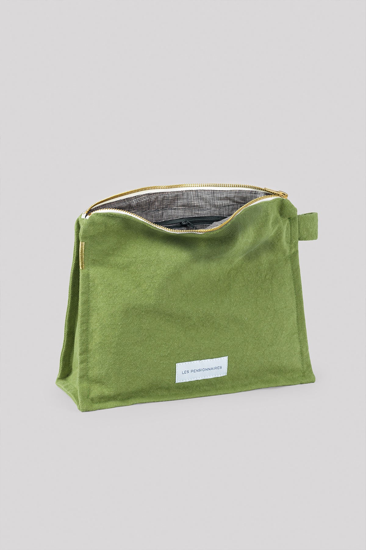 Meadow green toiletry bag in thick organic cotton canvas