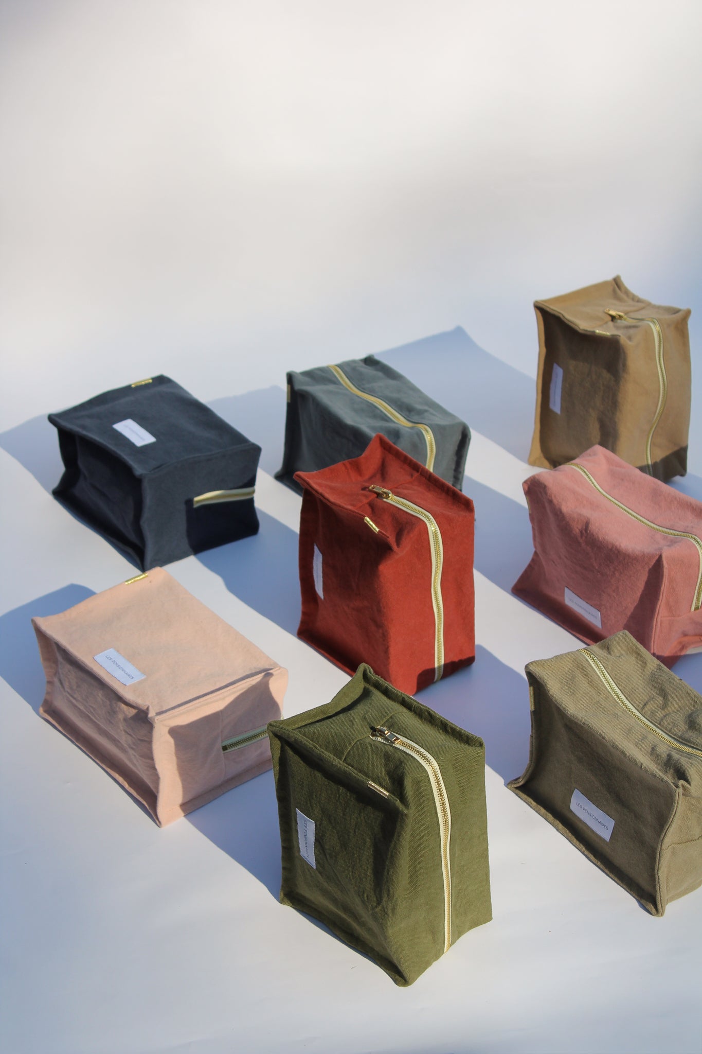 Trousse de toilette cube bleu orage en épaisse toile de coton bio