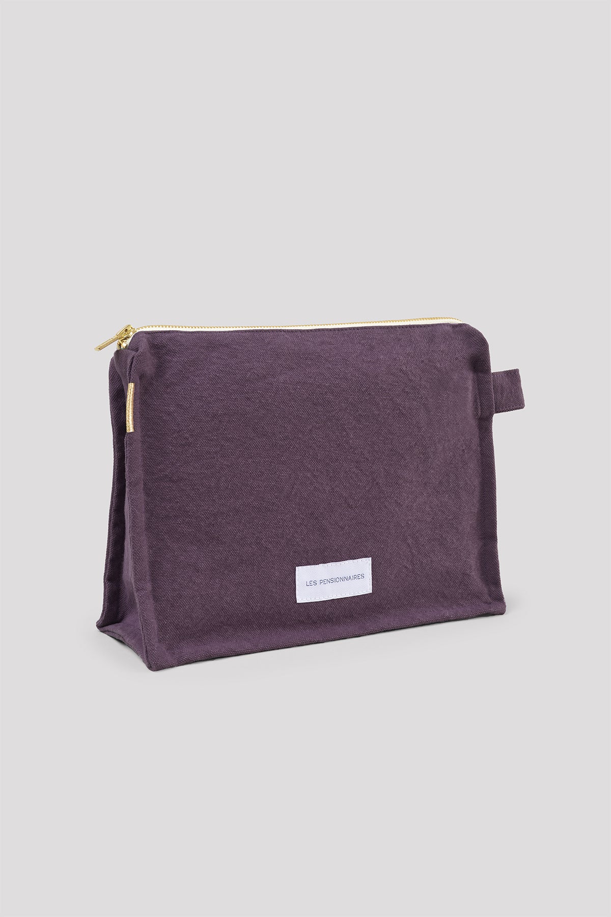 Trousse de toilette violet aubergine en épaisse toile de coton bio