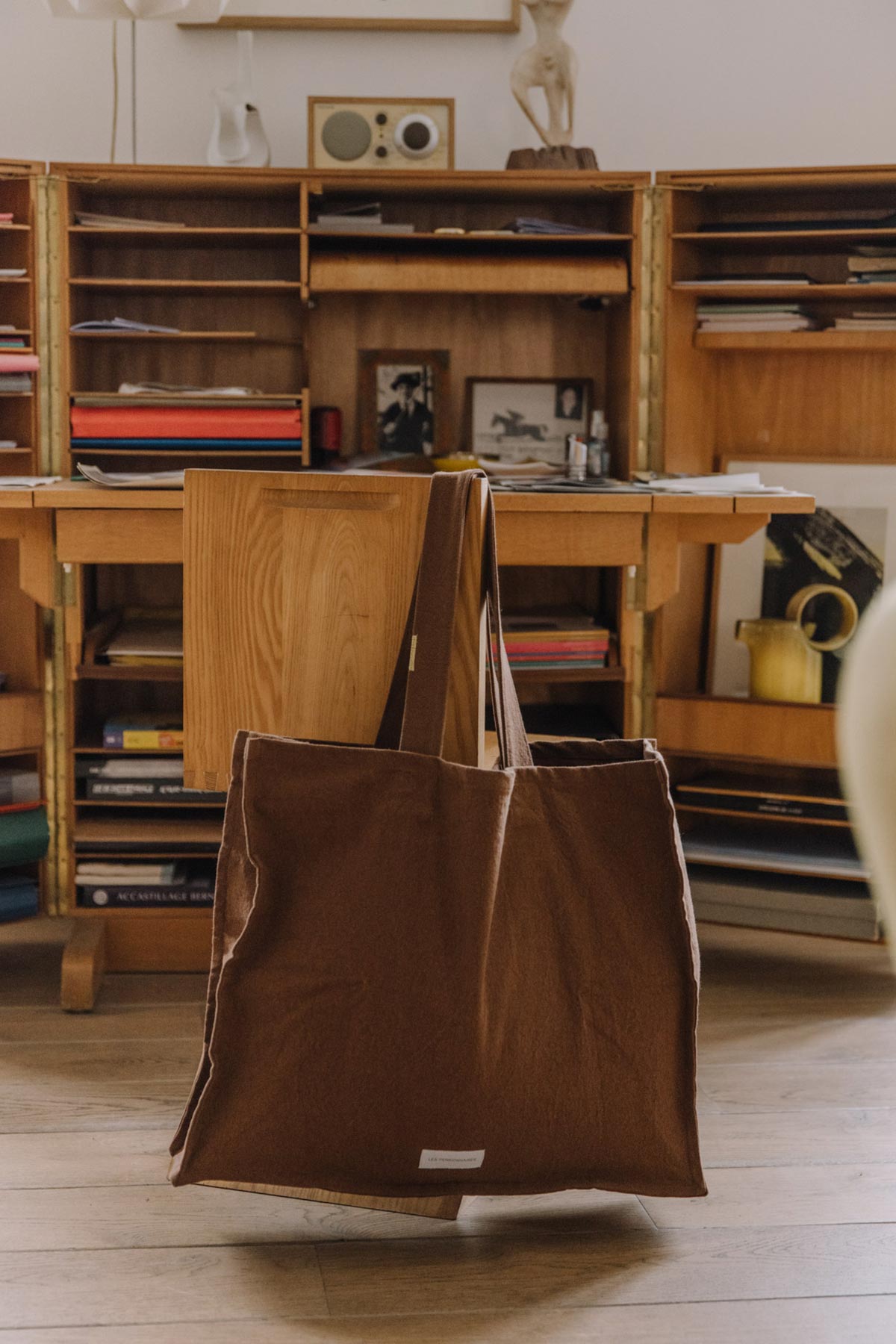  Hazelnut brown thick organic cotton canvas large bag