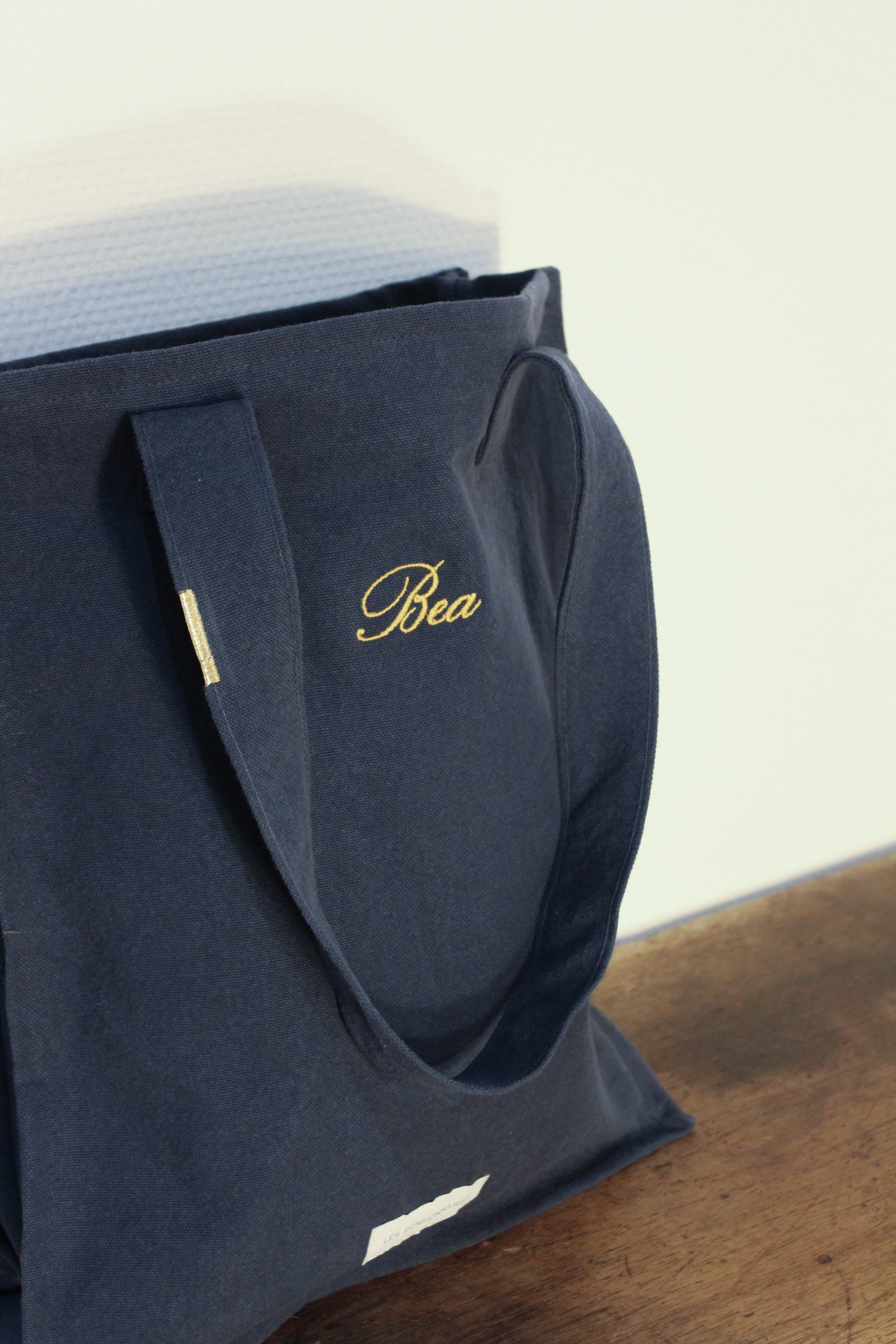 Storm blue organic cotton canvas zipped bag 