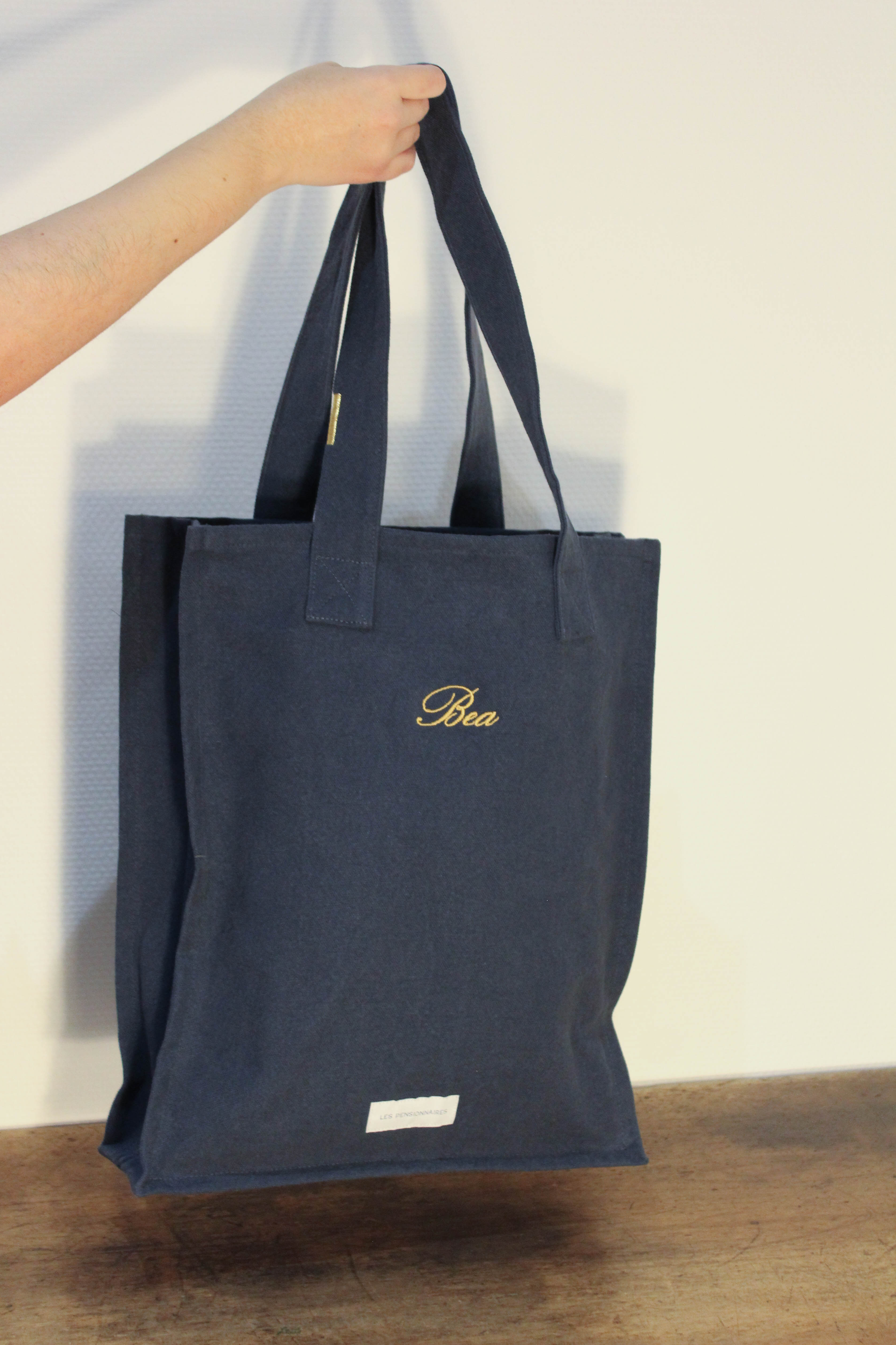 Storm blue organic cotton canvas zipped bag 