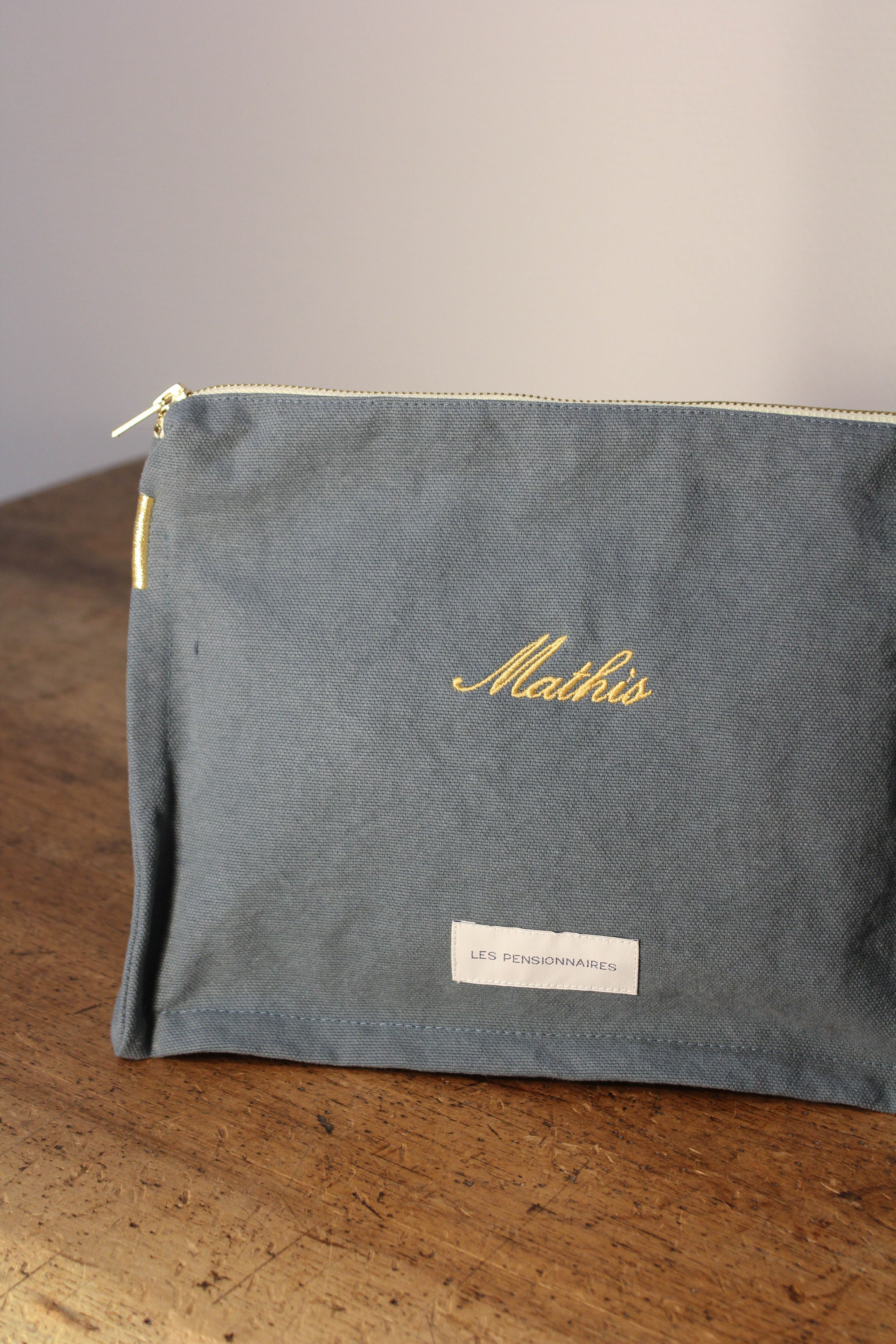 Trousse de toilette bleu horizon en épaisse toile de coton bio