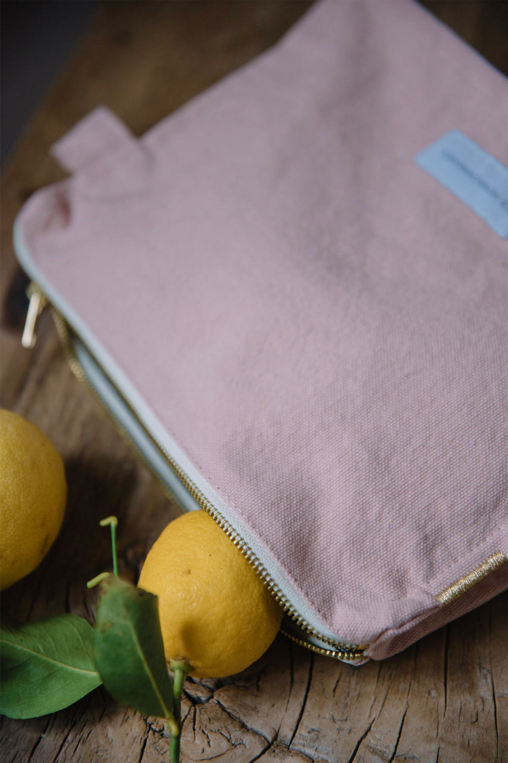 Sand beige toiletry bag in thick organic cotton canvas