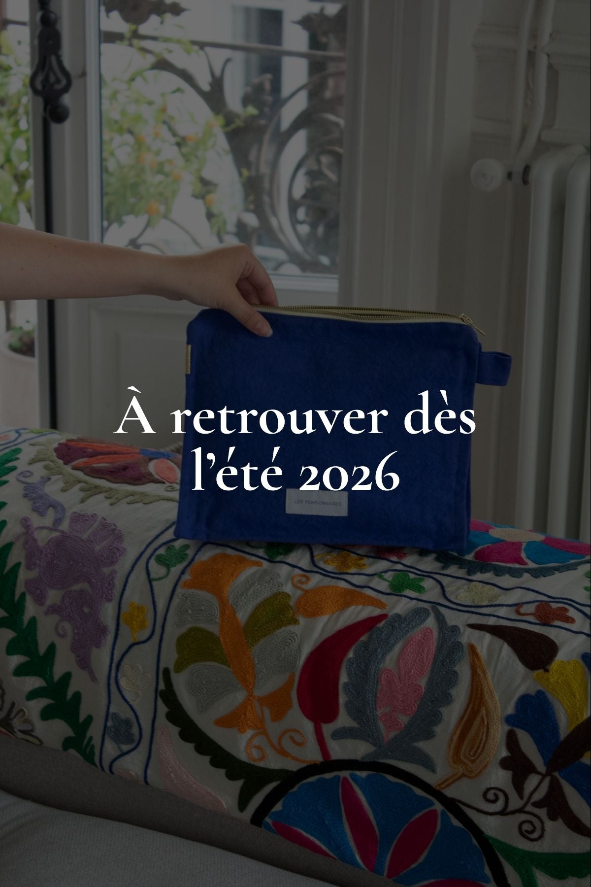 Trousse de toilette bleu outremer en épaisse toile de coton bio